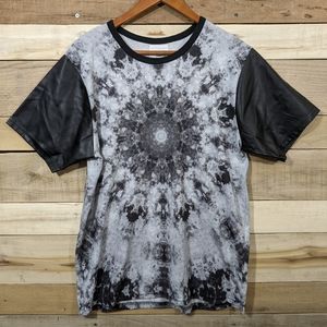 Elwood Pleather Sleeve Printed Shirt Size L